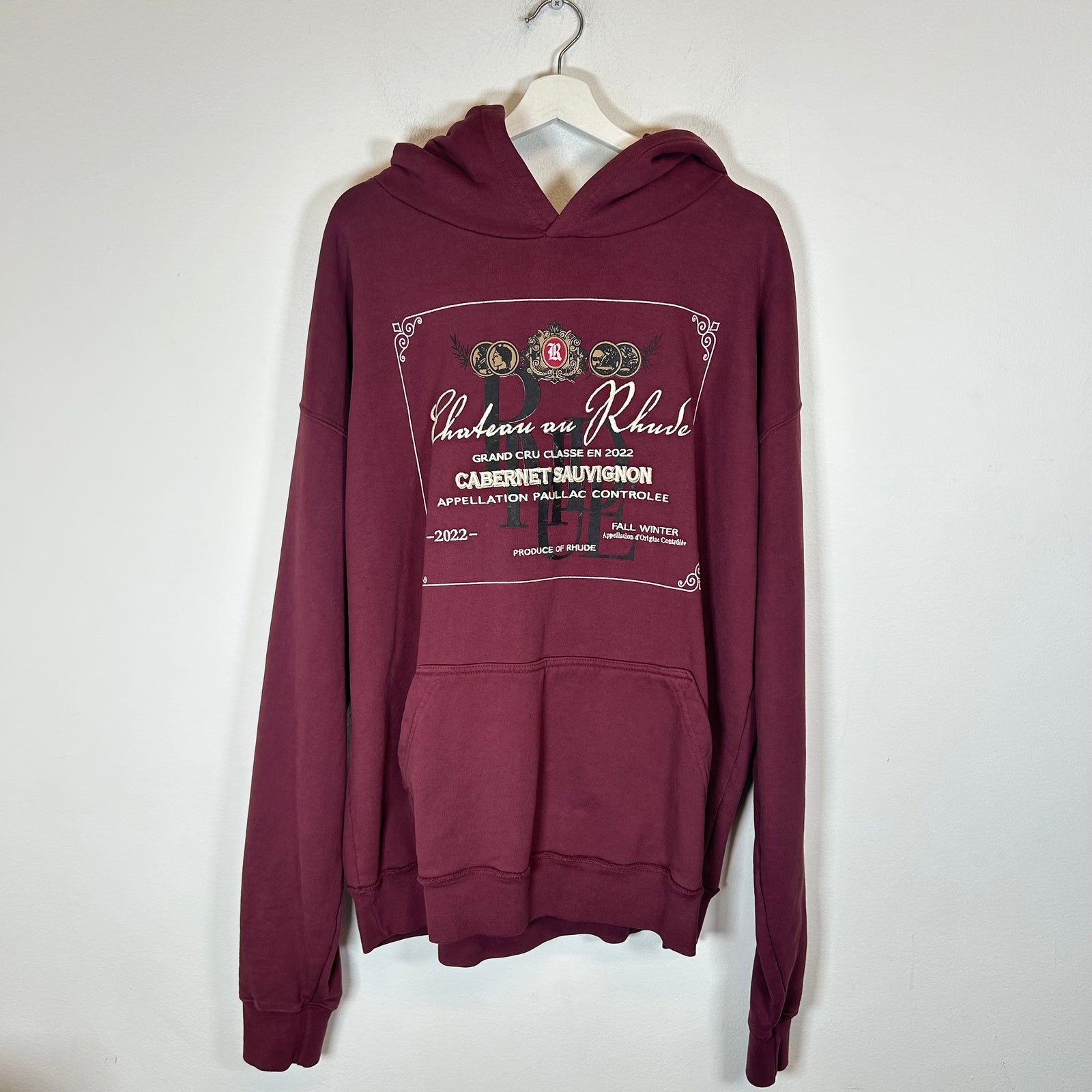 Rhude Burgundy Chateau De Rhude Hoodie Size XL