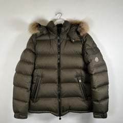 Moncler Olive Mayaf Hooded Fur Jacket Size 4