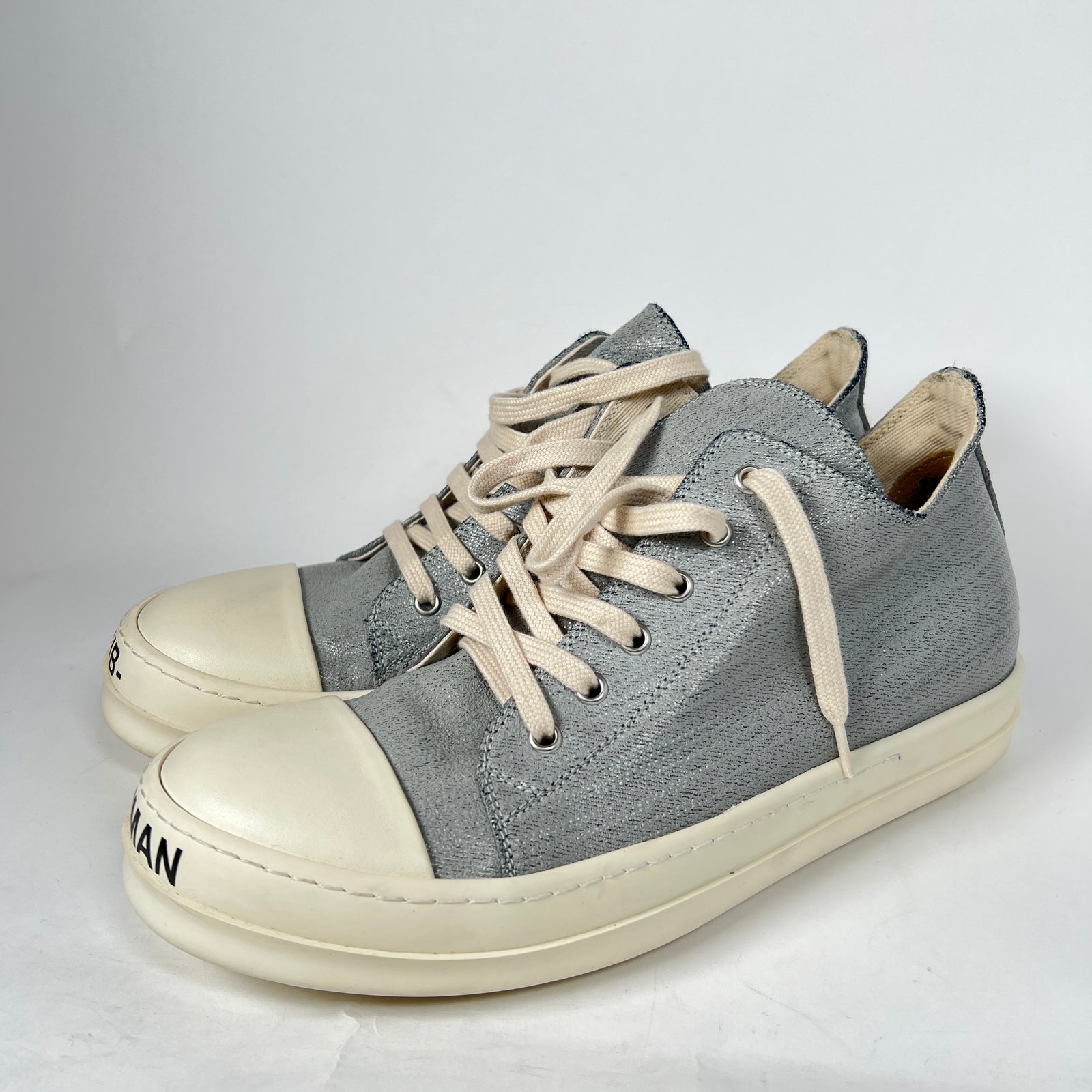 Rick Owens Waxed Silver Sub-Human Low-Top Ramones Size 42