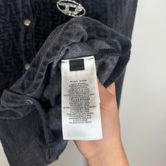 Diesel Black Monogram Pattern Chenille Shirt Size M