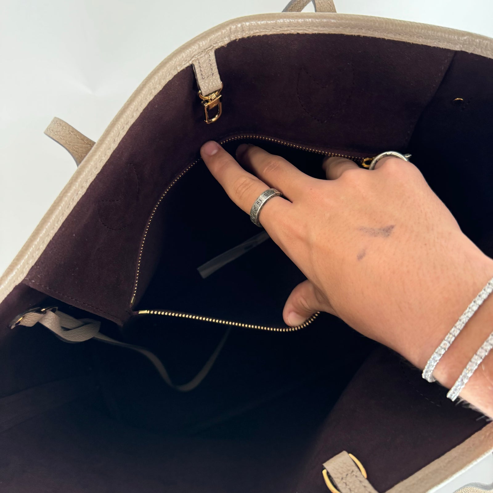 Louis Vuitton Taupe Monogram Empreinte MM Neverfull