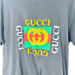 Gucci Flag Graphic Black T-Shirt Size M