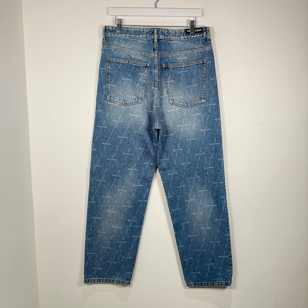 Balenciaga All Over Print Logo Jeans Size 32