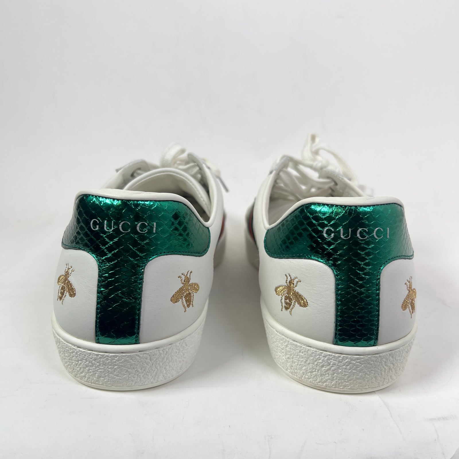 Gucci White Bees & Stars Embroidered Ace Sneaker Size GG 9.5