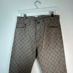 Louis Vuitton Grey Monogram Logo Slim Jeans Size 29