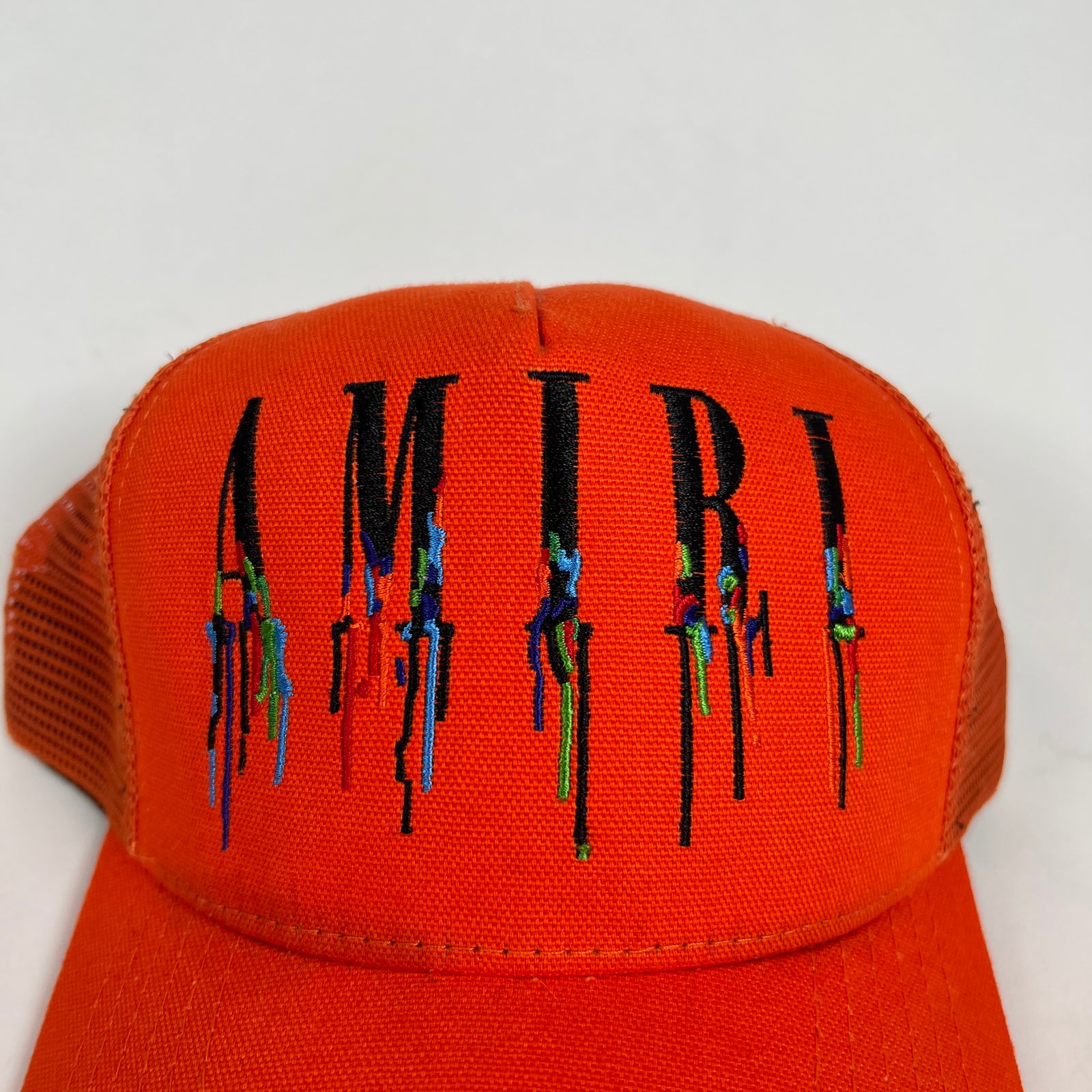 Amiri Paint Drip Logo Orange Trucker