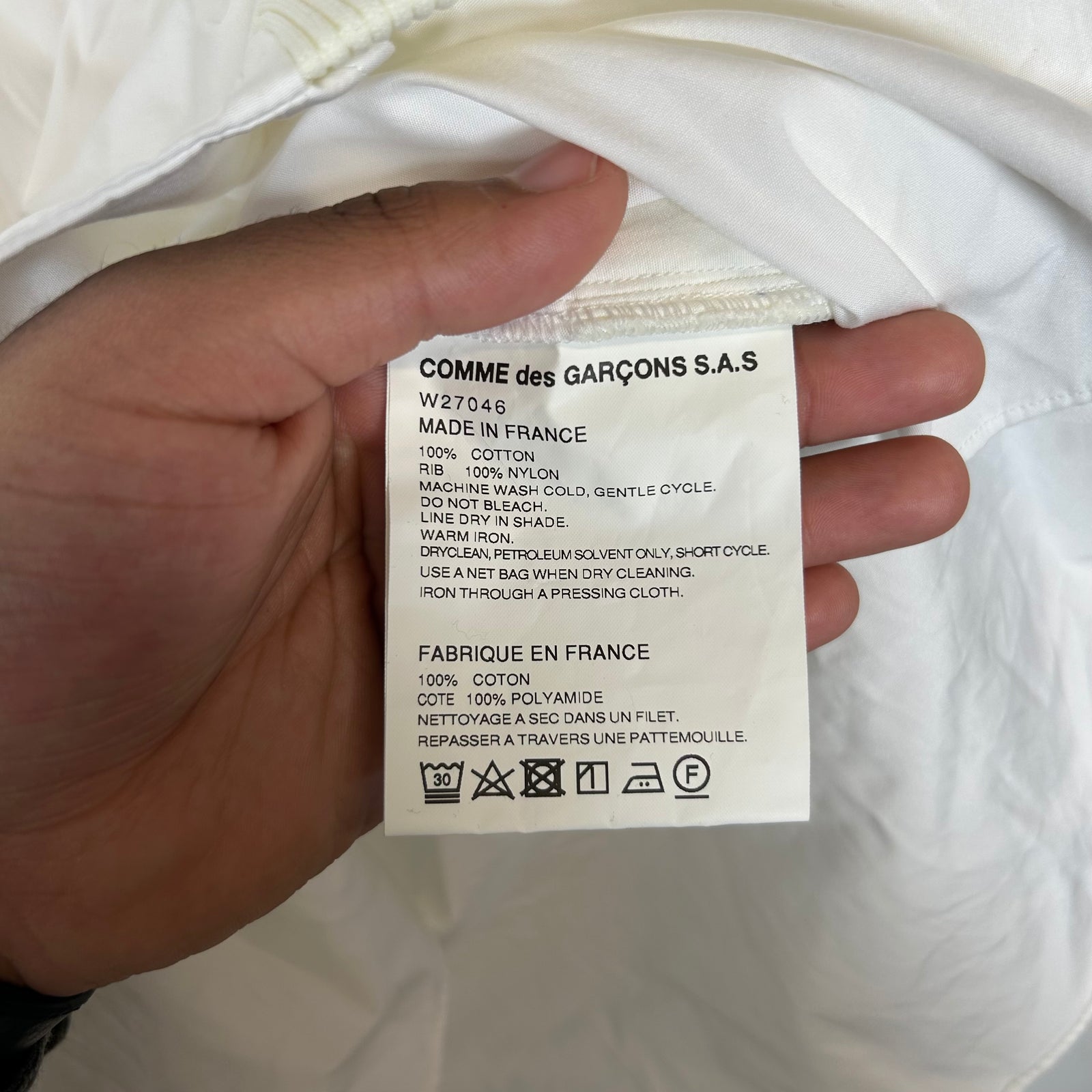 CDG SHIRT White Hybrid Jacket Size L