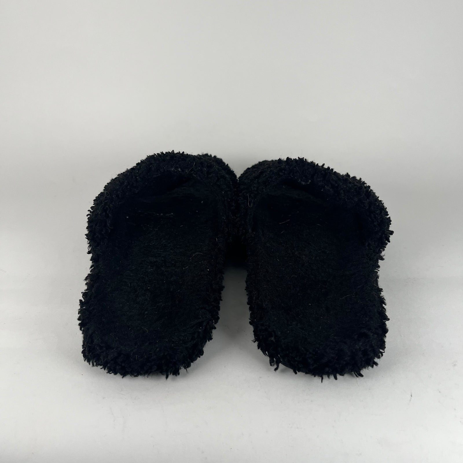 Balenciaga Black Campaign Logo Fur Slides Size 11