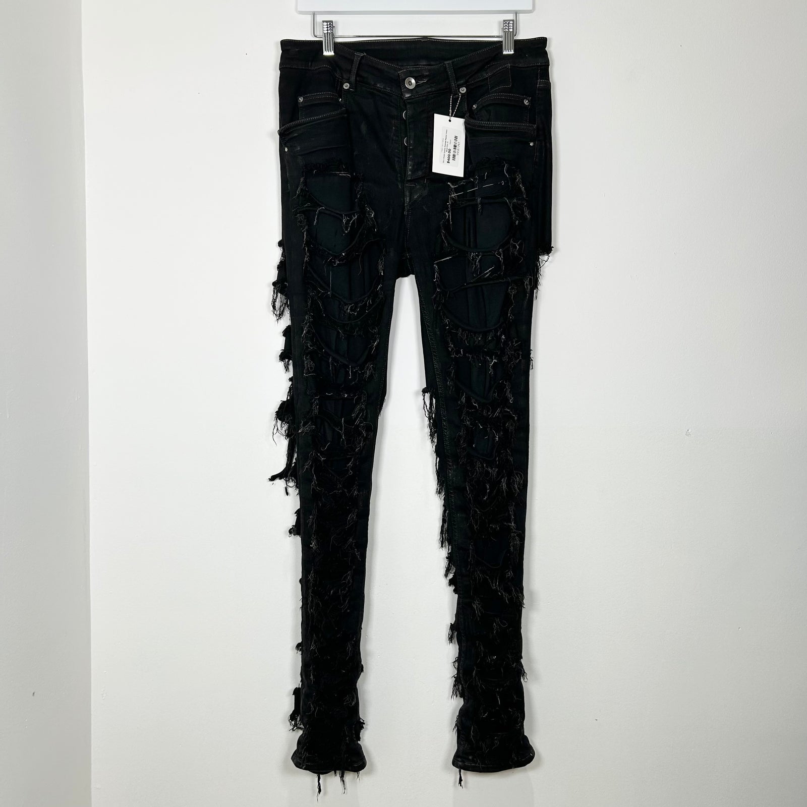 Rick Owens Tyrone Thrashed Ripped Jeans Black Size 32