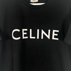 Celine Spell Out Logo Graphic Black T-Shirt Size XS