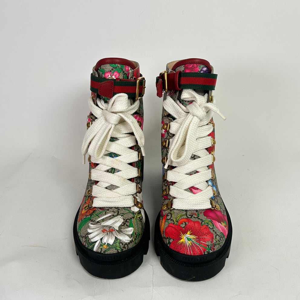 Gucci GG Monogram Flora Ankle Boots