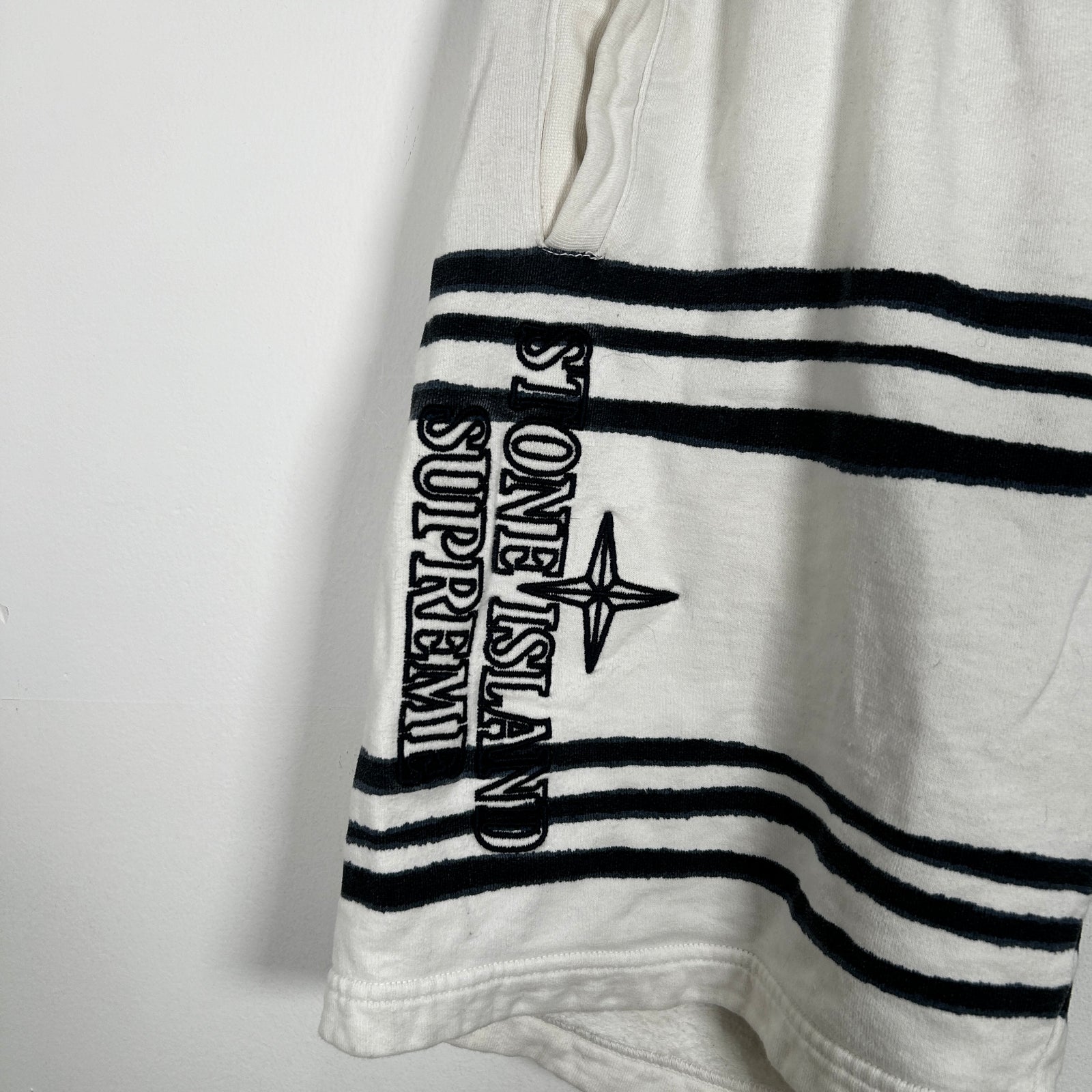 Stone Island x Supreme Blue Stripped Shorts Size S