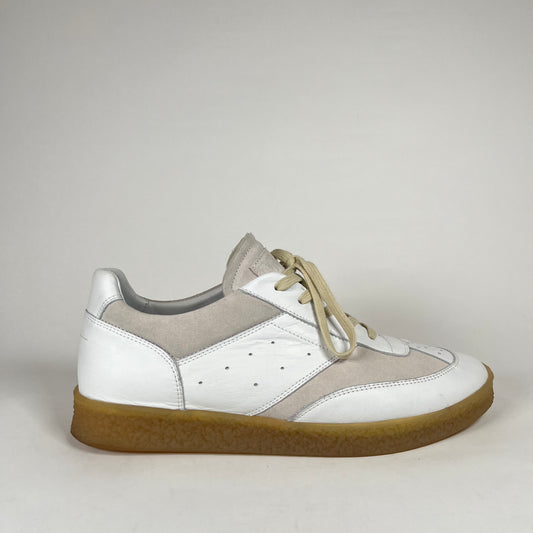 MM6 White Calf-Leather Low Top Sneakers Size 45