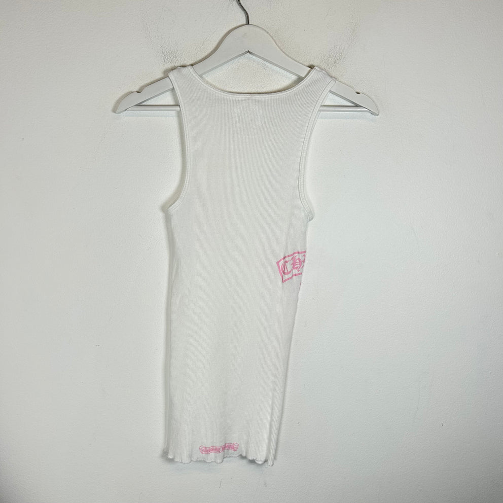 Chrome Hearts White/Pink T-Bar Logo Tank Top Size S