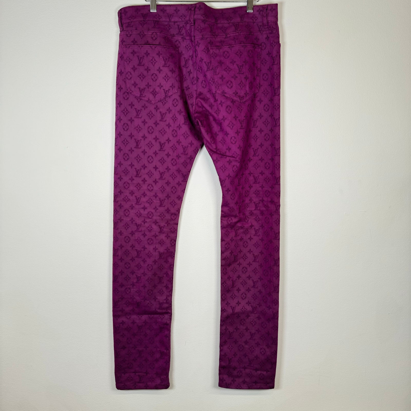Louis Vuitton Purple Monogram Slim Denim Jeans Size 34