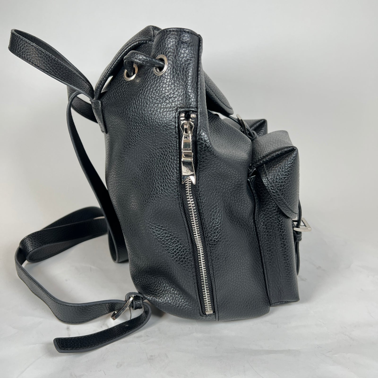 Vivienne Westwood Black Orb Leather Backpack