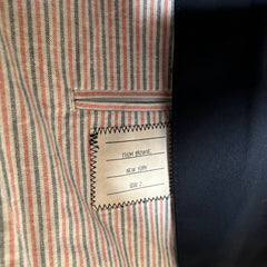 Thom Browne Navy Velvet Stripe Blazer Size 2