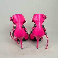 Balenciaga Hot Pink Cagole Leather Heels Size 38