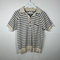 Gucci Striped Knit Button-Up Shirt Size M