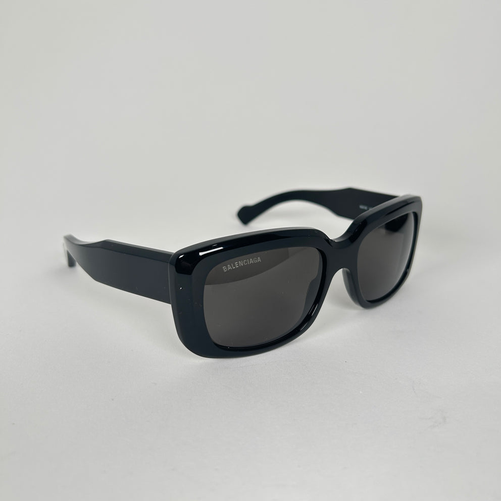 Balenciaga Black Rounded Square Logo Sunglasses