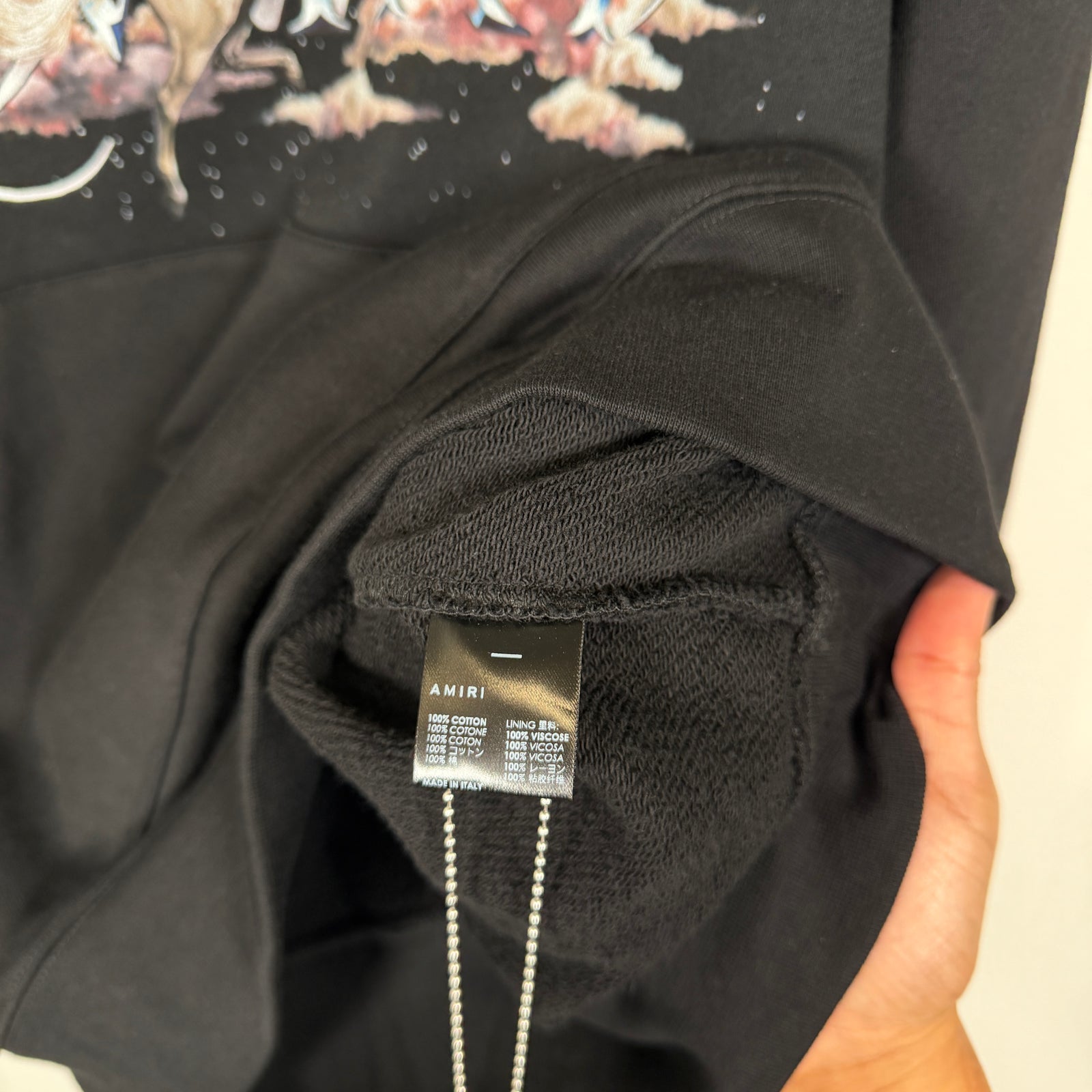 Amiri Black Pegasus Script Hoodie Size L