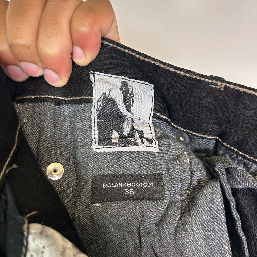 Rick Owens Waxed Crackled-Effect Bolan Bootcut Jeans