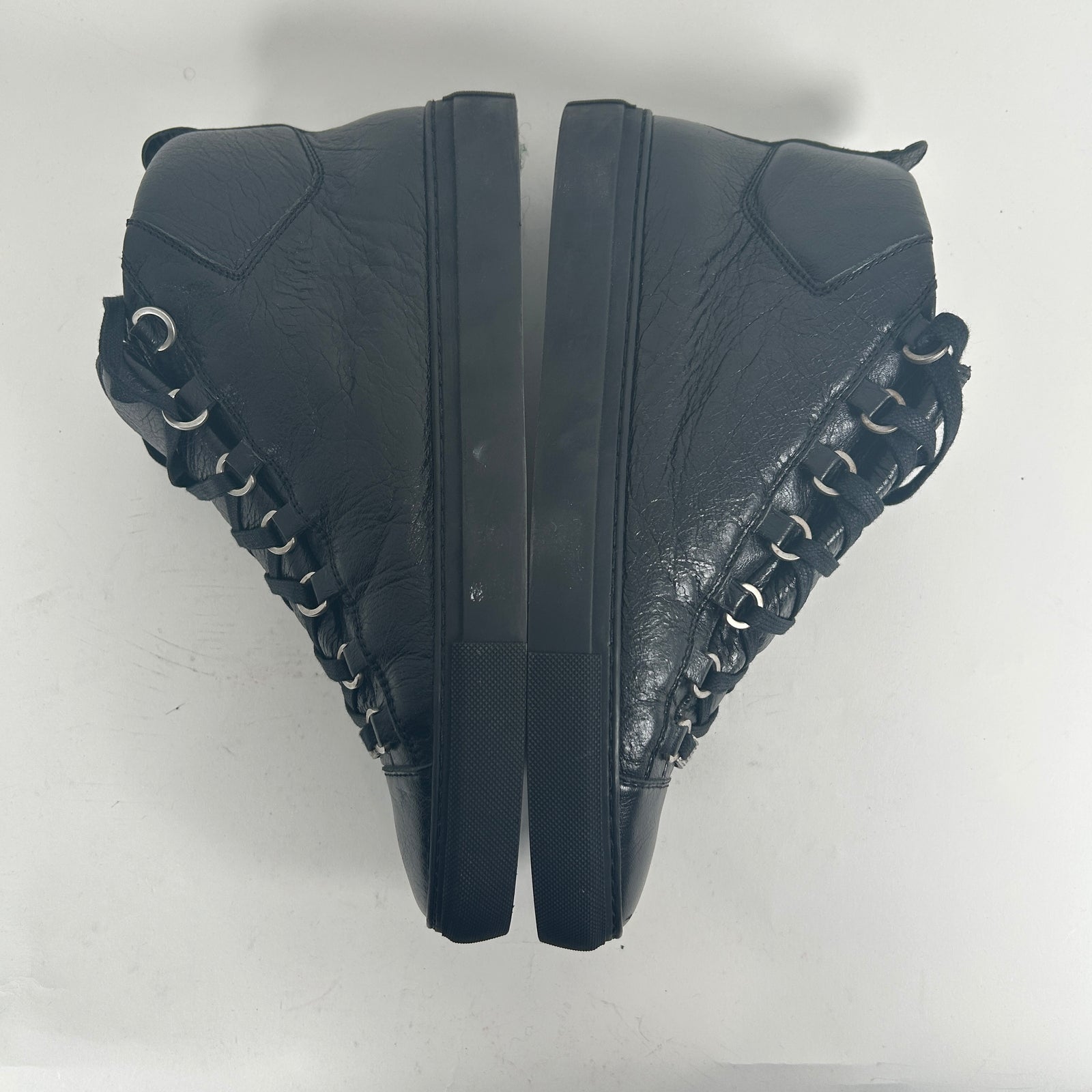 Balenciaga Black Leather 'Arena' Hightop Sneaker Size 9
