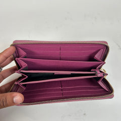 Gucci Pink GG Supreme Zip Around Wallet