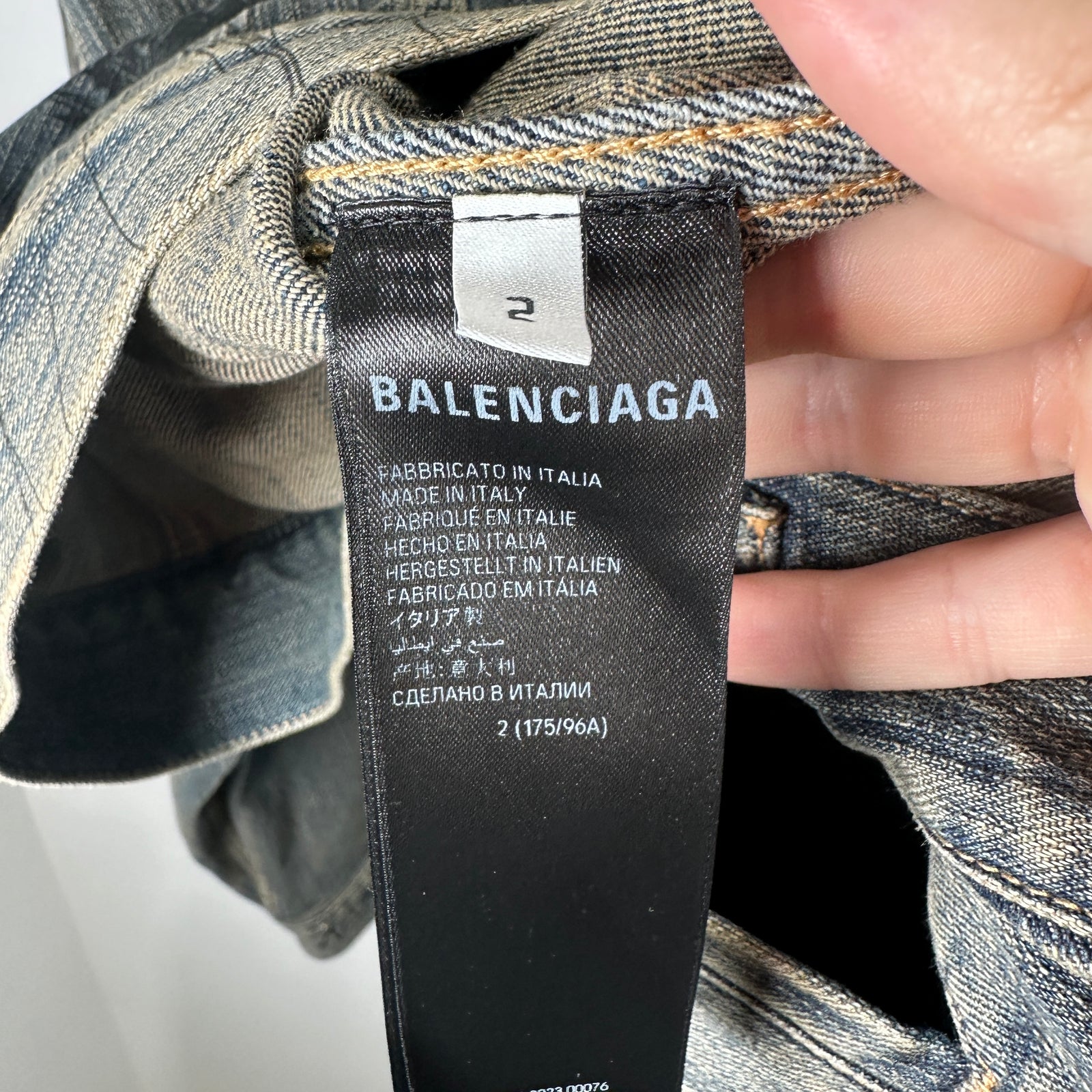 Balenciaga Denim 'Rhinestone Scribble' Jacket Size 2