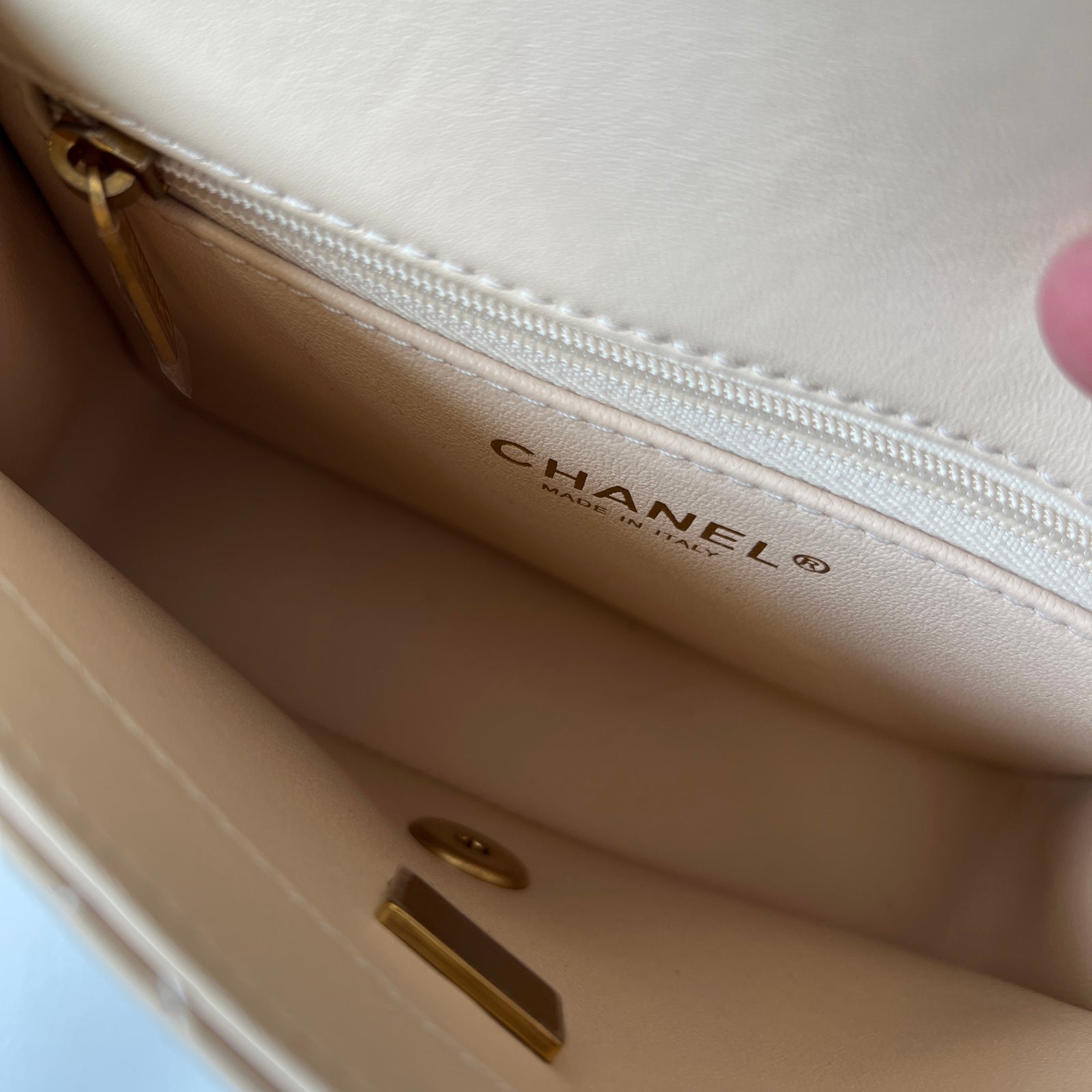 Chanel Beige Caviar Quilted Mini Sweetheart Crush Flap Bag