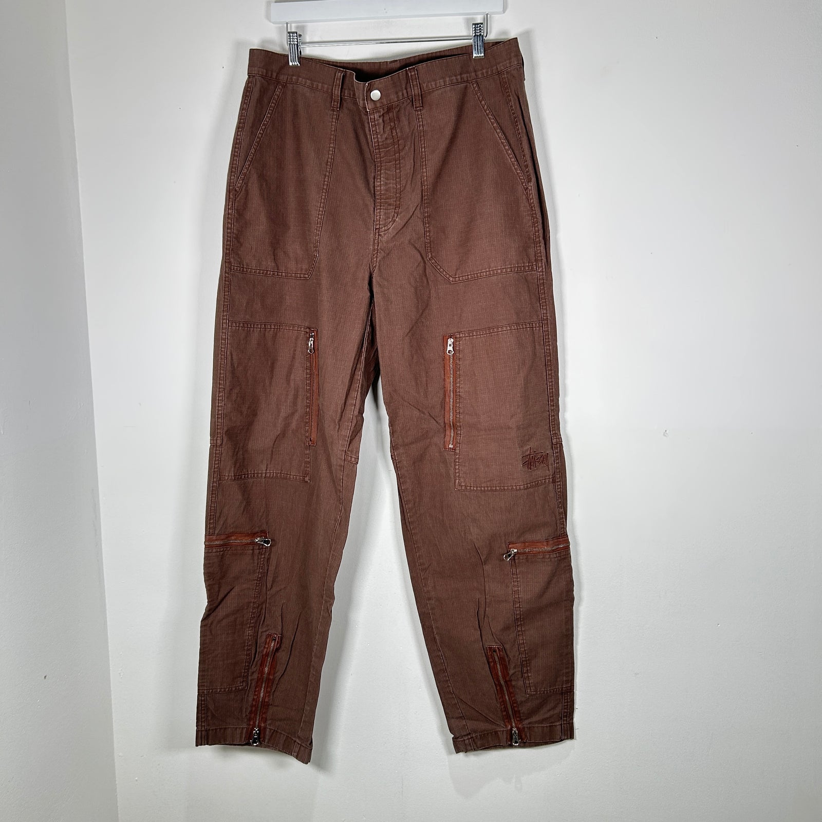 Stussy Brown Multi-Zip Cargo Pants Size 34