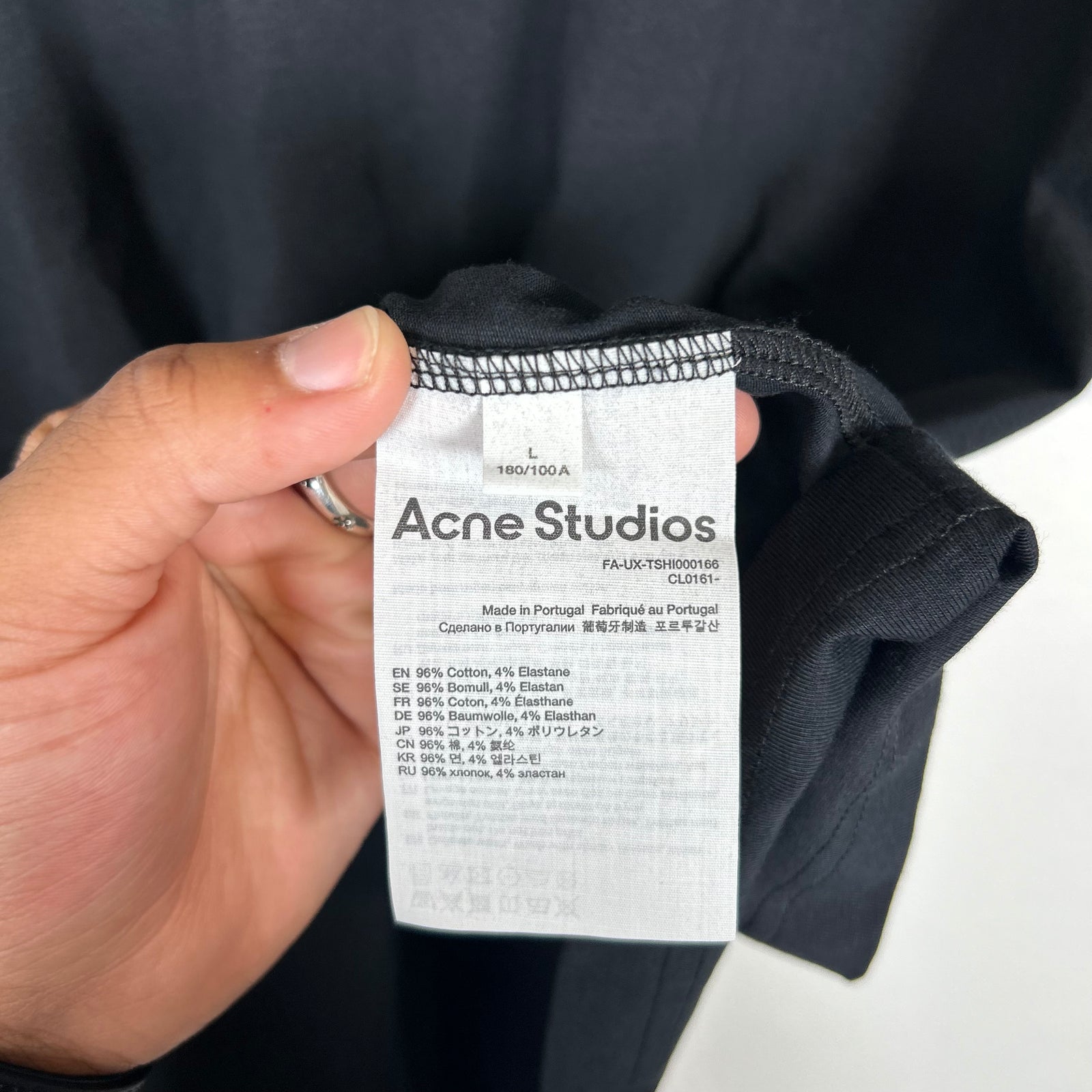 Acne Studios Black Studded Face T-shirt Size L