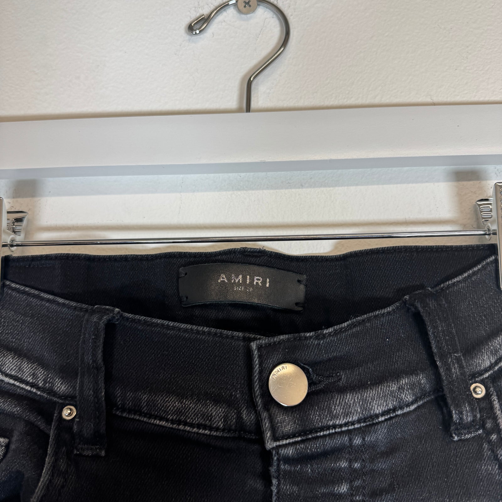Amiri Black Varsity Logo Skinny Jeans Size 29
