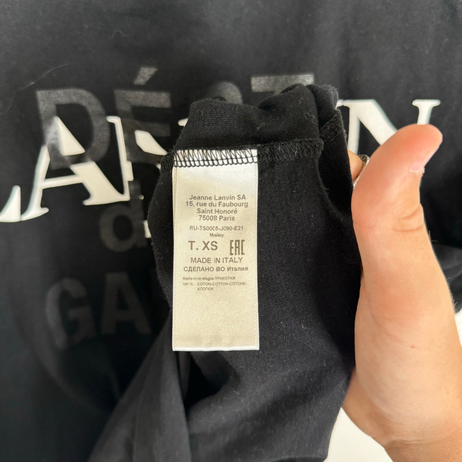 Lanvin x Gallery Dept Black French Logo Tee Size XS