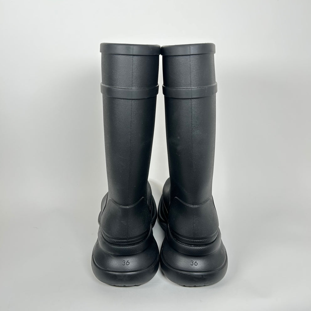 Balenciaga x Croc Black Rubber Boots Size 36