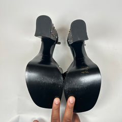 Louis Vuitton Black Leather Monogram Platform Heels Size 41
