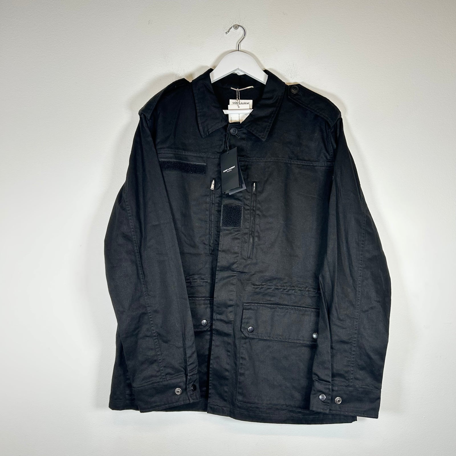 Saint Laurent Black Hunting Jacket Size 56