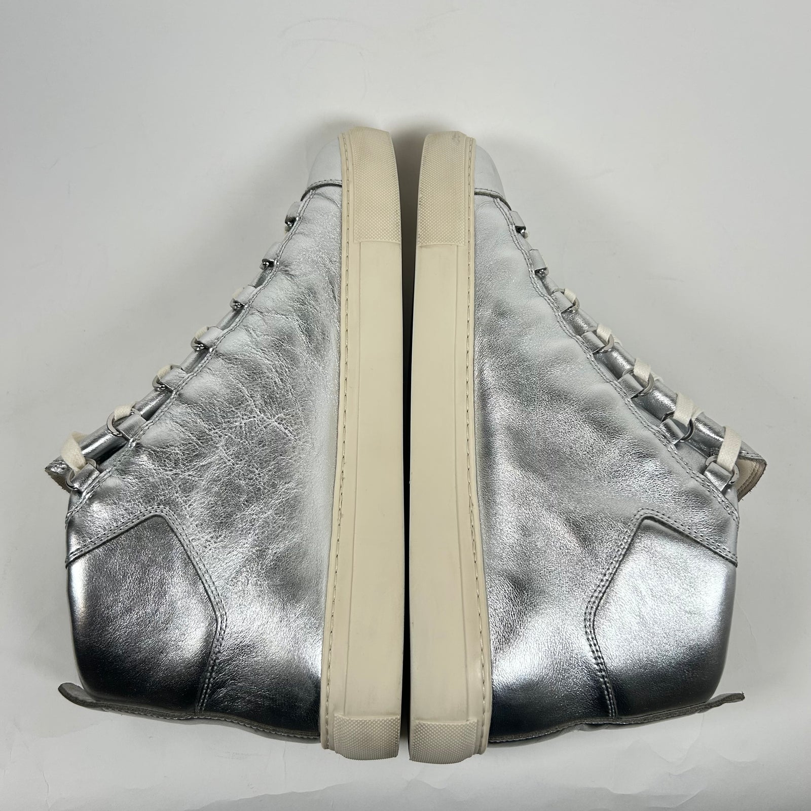 Balenciaga Silver Arena High Top Sneaker Size 44