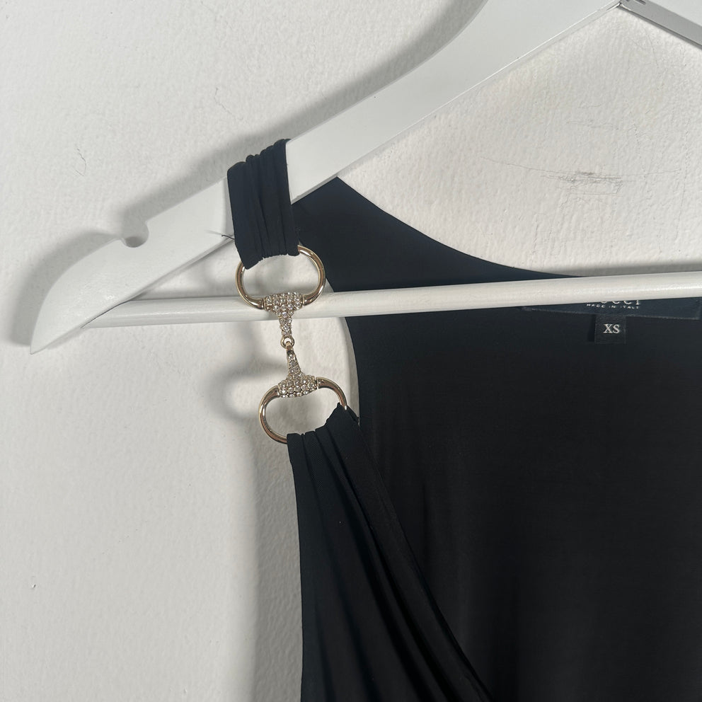 Gucci Black Crystal Horsebit Tank-Top Size XS