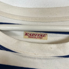 Kapital Navy Border Smile Longsleeve Tee Size 5