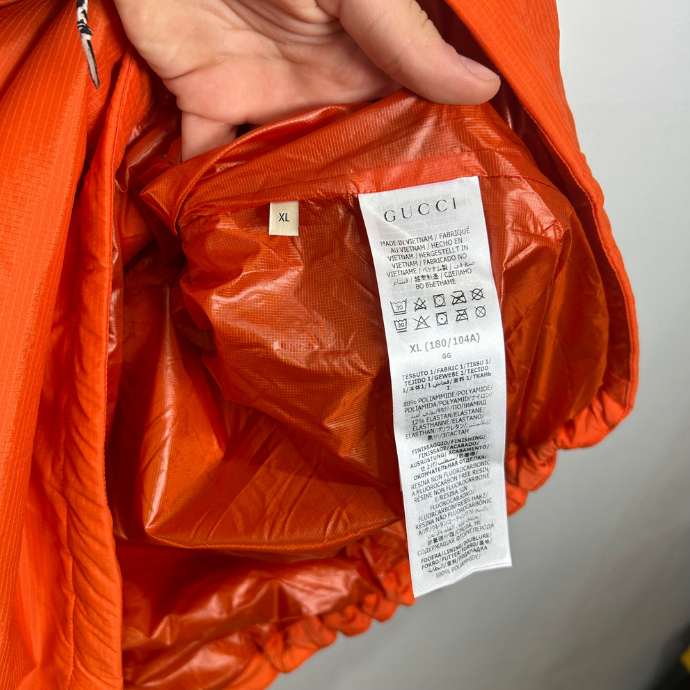 Gucci x The North Face Orange Graphic 1/2 Zip Anorak Puffer Jacket Size XL