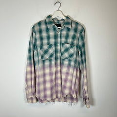 Amiri Gradient Raw Hem Button-Up Flannel Size S