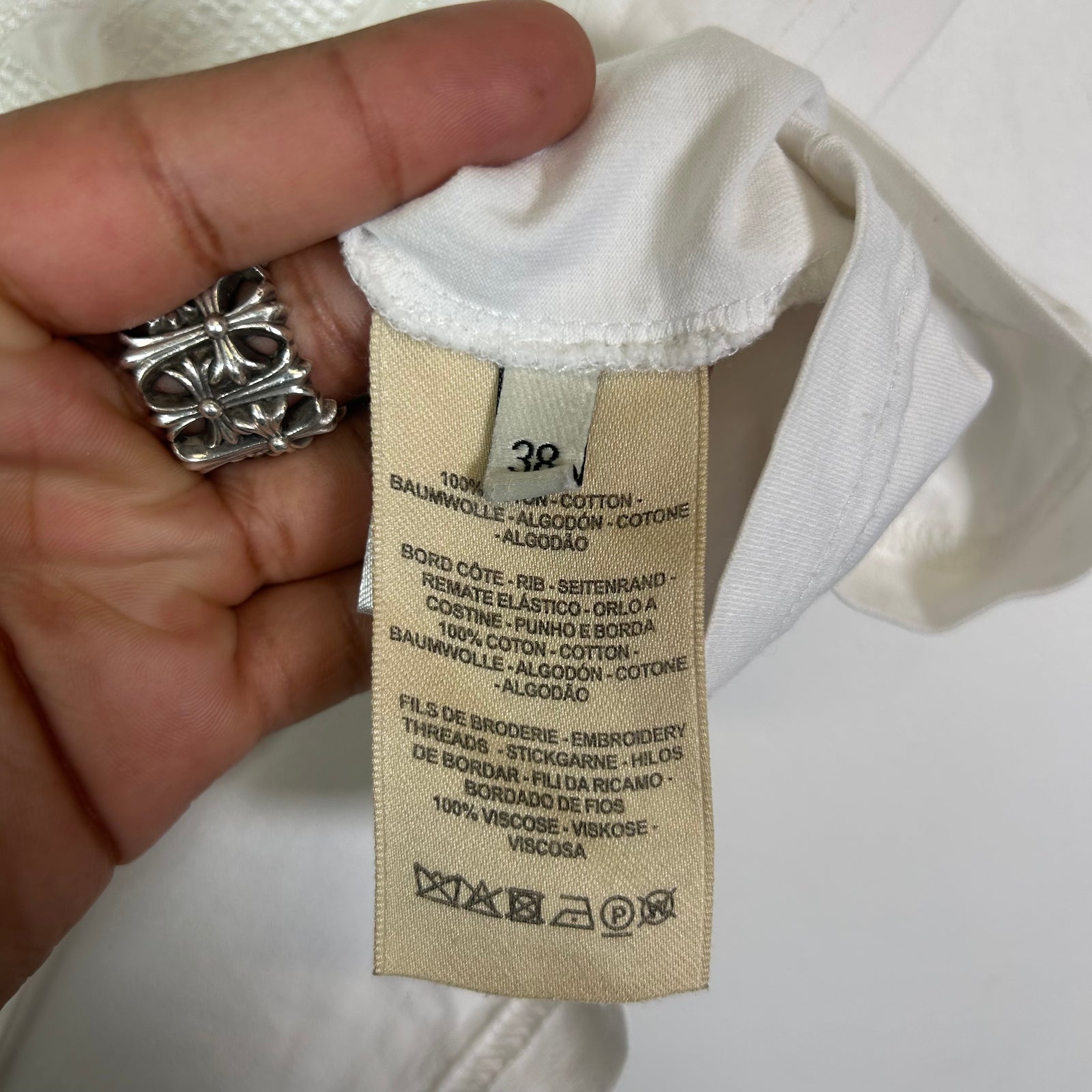 Hermes Embroidered Pocket Micro White T-Shirt Size S