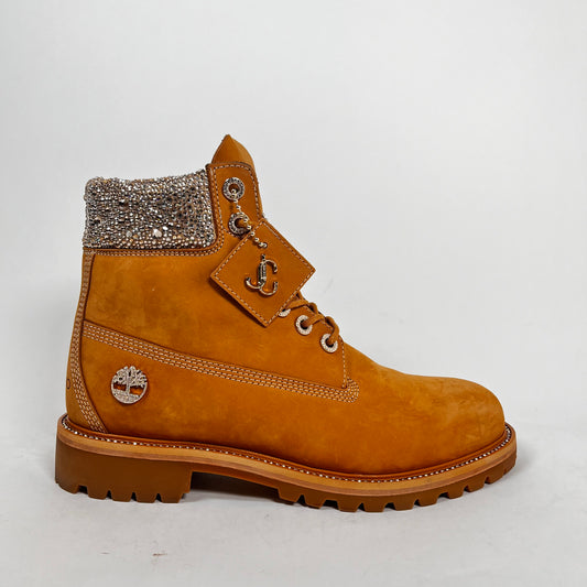 Jimmy Choo Timberland 6" Wheat Swarvoski Boots Size 10.5