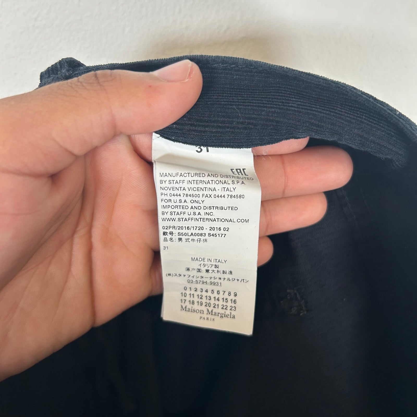 Maison Margiela Black Corduroy Size 31