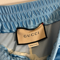 Gucci Shiny Jersey Web Blue Track Pants Size S