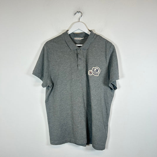 Moncler Grey Double Patch Logo Polo Size XL
