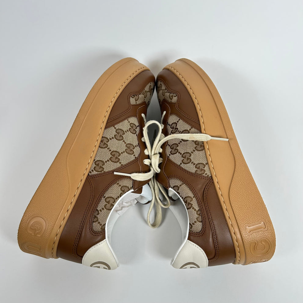 Gucci Brown Leather GG Chunky Sneakers Size 9.5