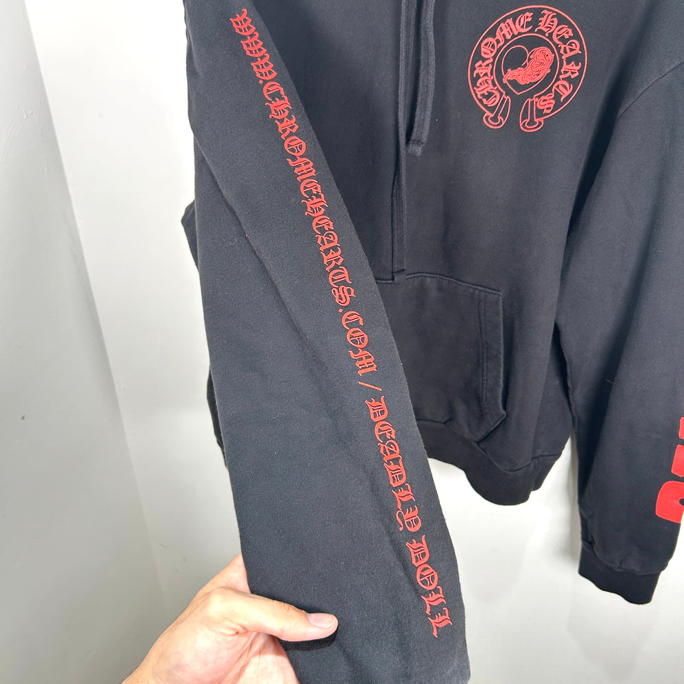 Chrome Hearts Black/Red 'Deadly Doll' Graphic Hoodie Size M