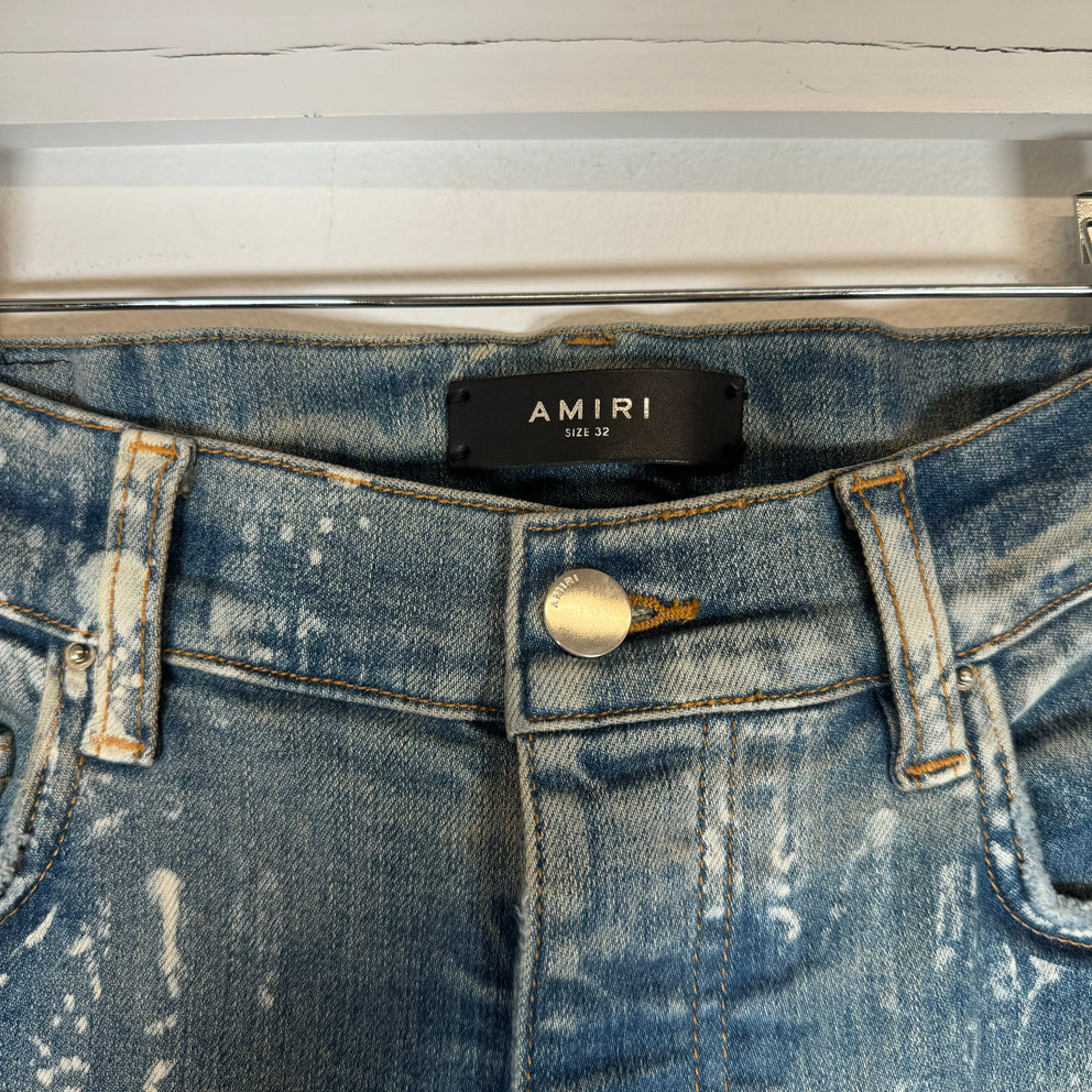 Amiri Lightwash Bleach Bandana Denim Jeans Size 32